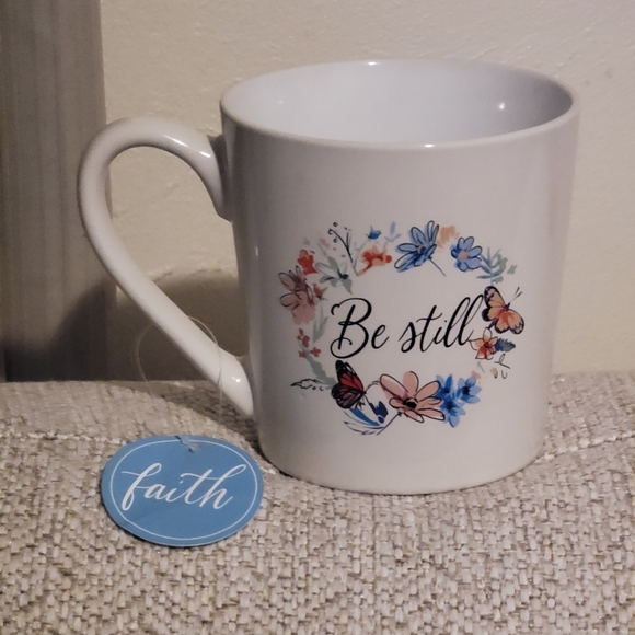 Be still mug white floral butterfly cottagecore mug new - Picture 4 of 8